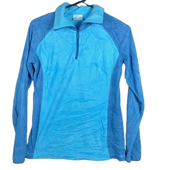 Columbia Womens Jacket Blue Thin Fleece 1/4 Zip Long Sleeve Outdoors XSmall - Picture 1 of 12